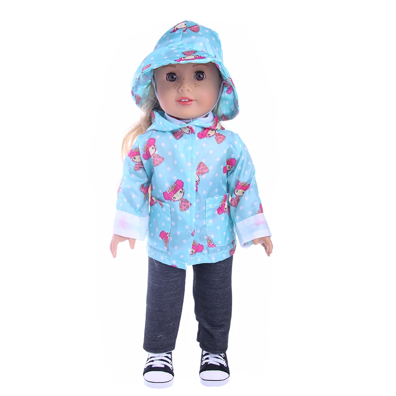 

3 Cute Aartoon Little Girl Pattern Suits = Hooded Clothes + Pants For 18 Inch American&43Cm Baby New Born Doll Generation , Gift
