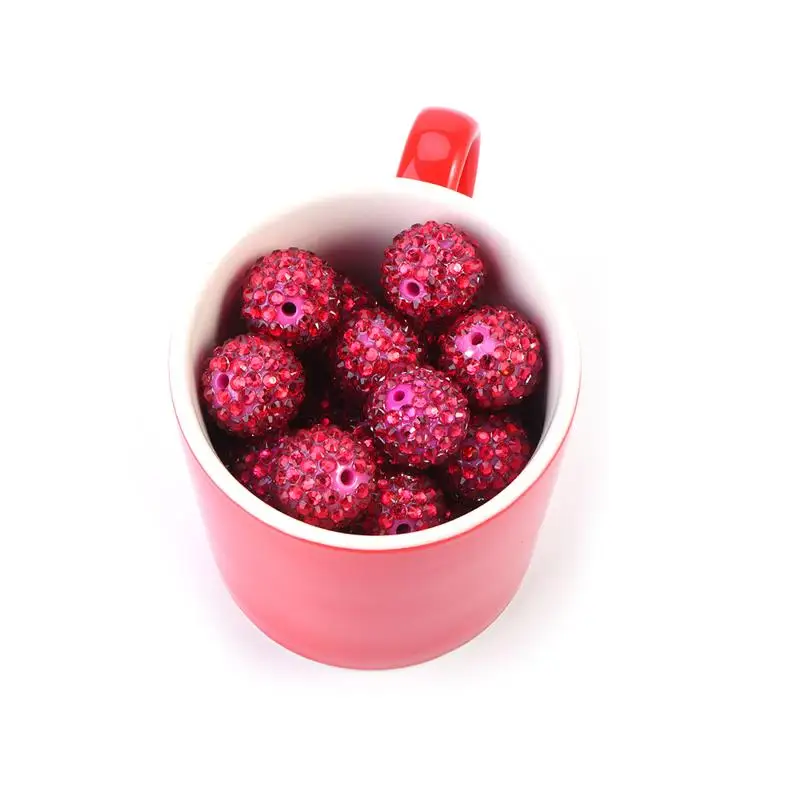 Hot Pink 20 мм AB горный хрусталь массивные бусины набор из 10, Смола горный хрусталь бусины, массивная жевательная резинка ожерелье поставки-25 цветов выбор - Цвет: Hot Pink