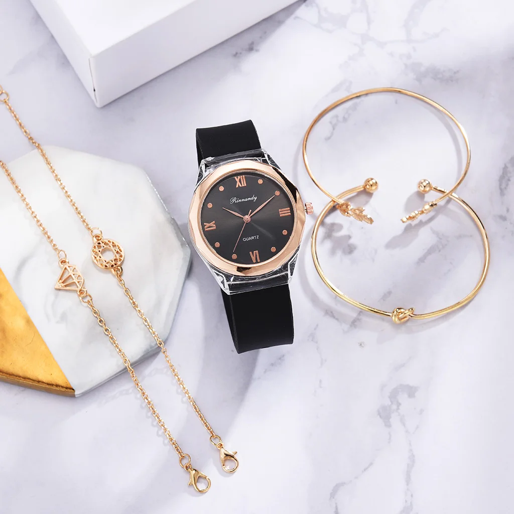 Часы женские кварцевые с кожаным браслетом 5 шт. в наборе | Наручные часы