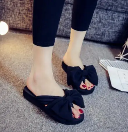 

Women Bow Summer Sandals Slipper Indoor Outdoor Flip-flops Beach Shoes New Fashion Female Casual flower Slipper chanclas mujer
