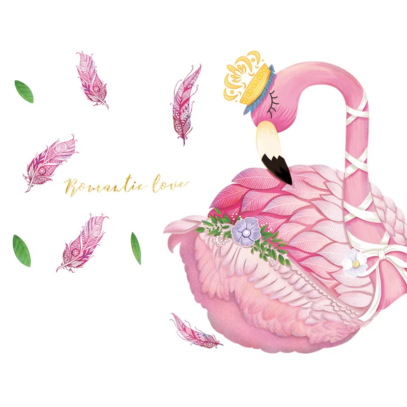 

Creative DIY Pink Bird Wall Stickers Princess Room Wall Decals for Girl Kids Rooms Baby Bedroom Nursery Home Decoration