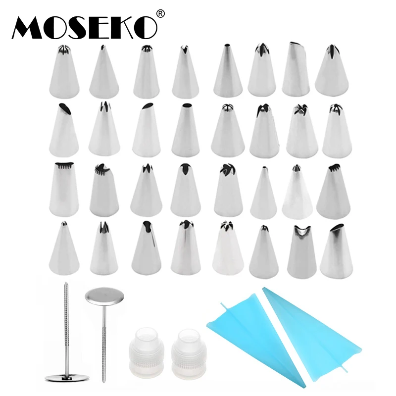 MOSEKO 38 шт./компл. силиконовые кондитерского мешка Советы DIY глазировки крем