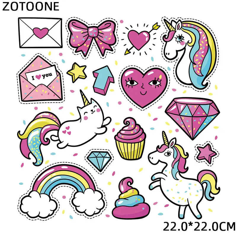 ZOTOONE прекрасный единорог аппликация из железа высокое качество полосатые