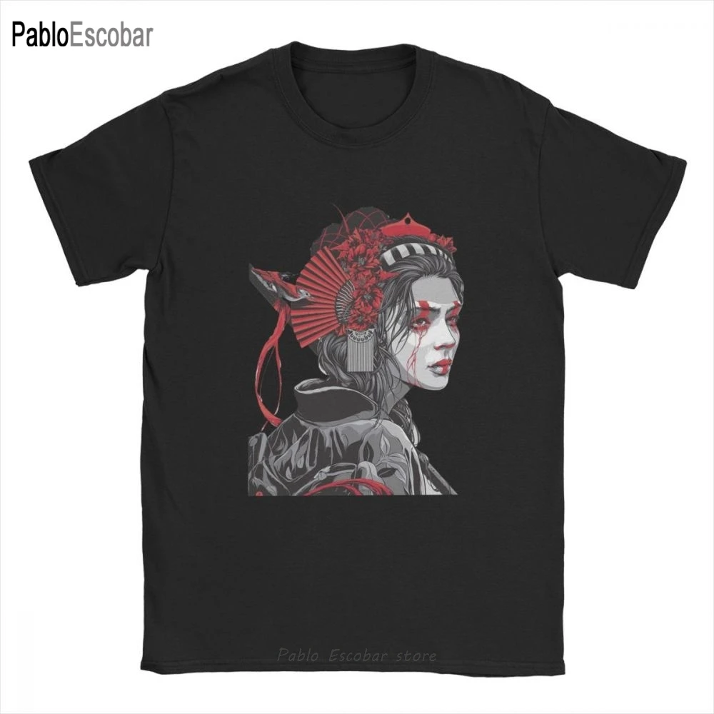 Футболка женская с принтом самурая тенниска из чистого хлопка для мужчин крутая