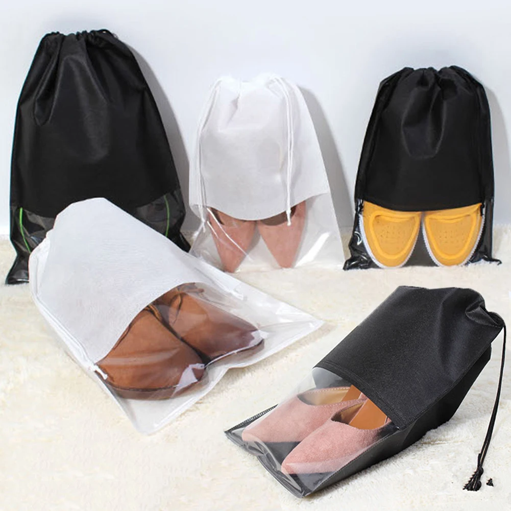 Travel Shoes Bags for Women Dustproof Cover Shoes Bags Non-Woven Travel Beam Port Shoes Storage Bags