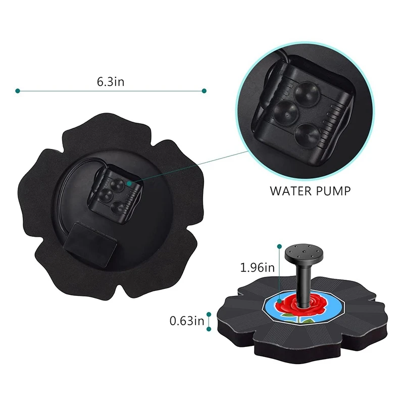 

Solar Power Pump Flower Shape Rose Bird Bath Fountain Pump Brushless Pump for Garden and Patio Watering