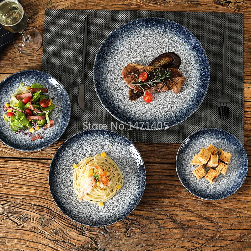 이불 zastawa stołowa w stylu japońskim Retro Home Pasta Talerz śniadaniowy Specjalny płaski talerz Naczynie Kreatywna restauracja netto