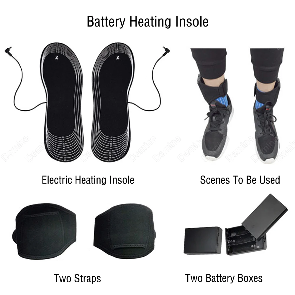 Warm Heated Insoles Battery Electric Heating Socks Pad Winter Outdoor Foot Warmer Cushion Washable Carbon Fiber Thermal Insoles