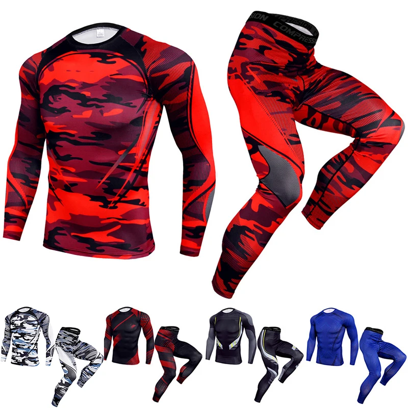 

Men Sweat Suit Stretch Warm Underwear Sports Long Johns Thermal Underwear Sets Workout Clothes Quick Dry