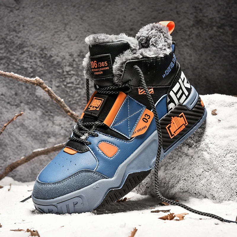

Trendy Brand Design Shoes Men Winter Plus Velvet Cotton Sneakers High Top Male Running Shoes Outdoor Warm Training Sports Shoes