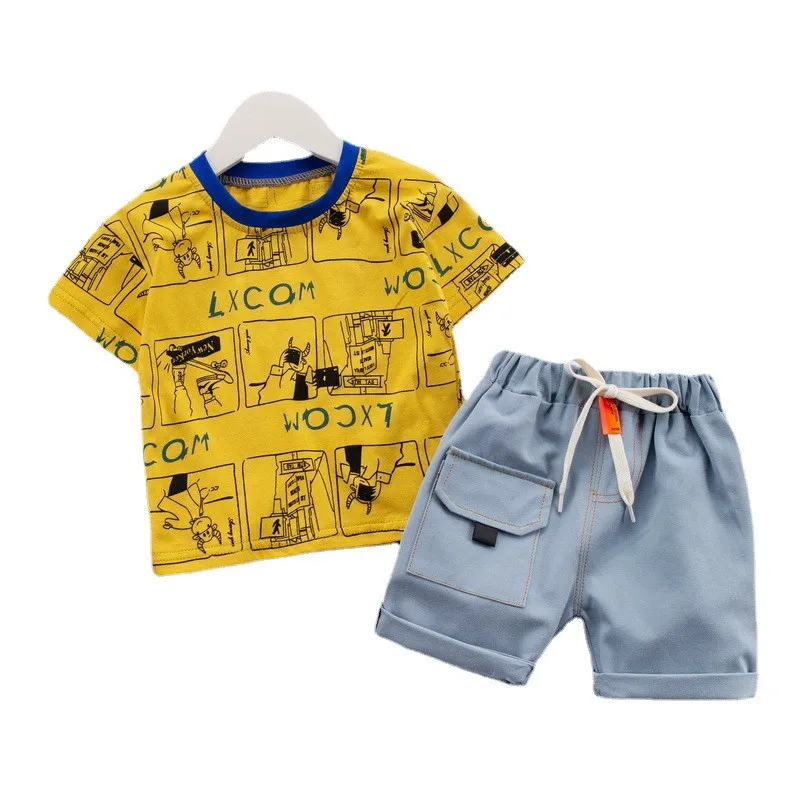 

Fashion Children Clothes Summer Baby Girls Boys Cotton T Shirt Shorts 2Pcs/sets Infant Casual Costume Kids Cartoon Tracksuits