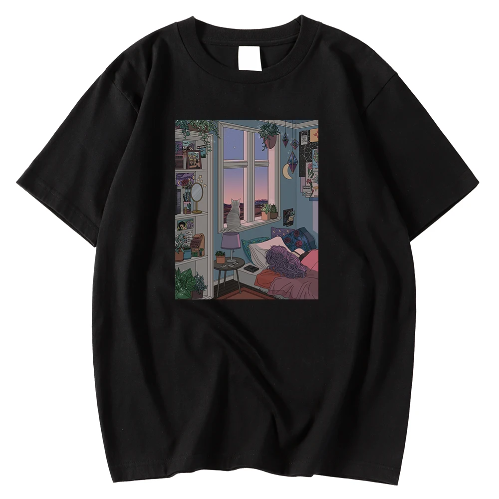 

Футболка мужская с изображением кошки, модная тенниска в винтажном стиле, Удобная майка с короткими рукавами, с простым принтом, для уютной ...