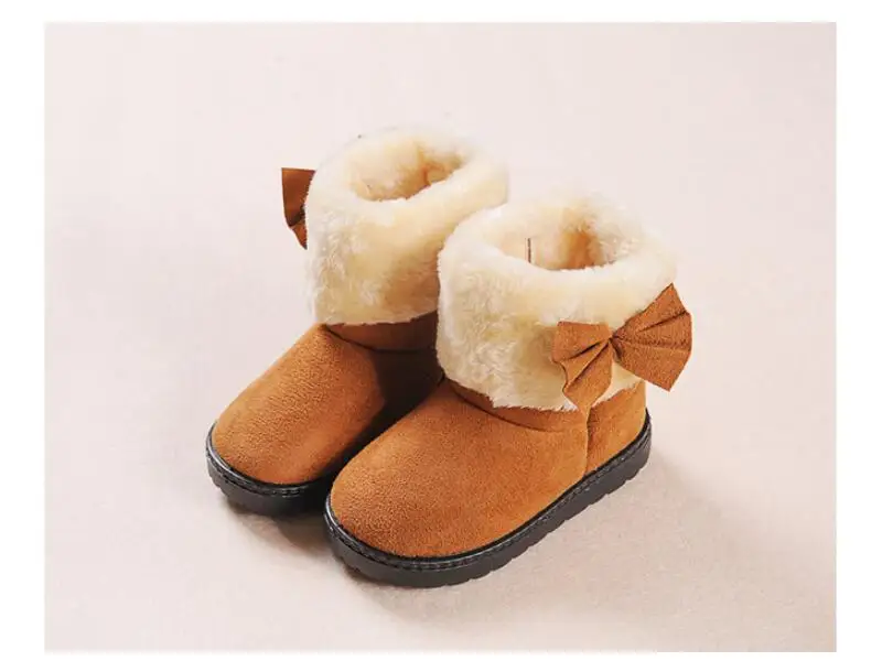 SKHEK Girls Snow Boots Winter Warm Flat Round Toe Kids Shoes Baby Children's Pink Black Soft Boots Size 21-38