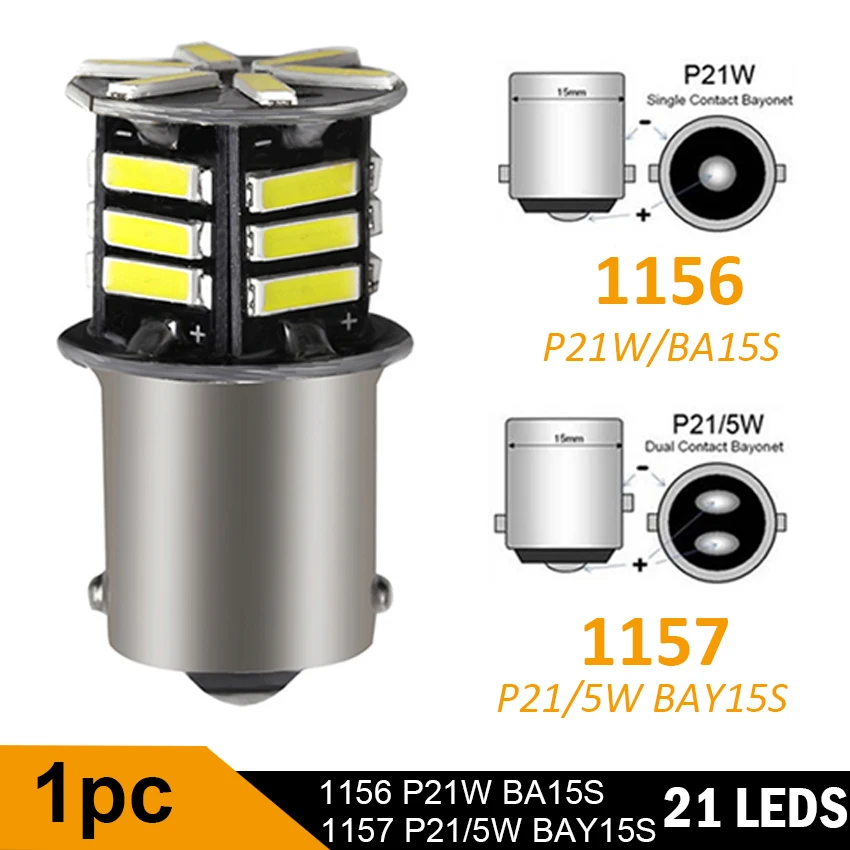 1 шт. 1157 разъем p21w 12v led 1156 canbus ba15s сигнальная Поворотная лампа светильник тормозной