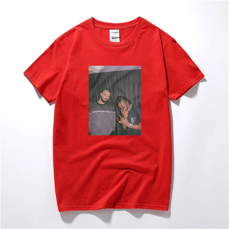 

Trake and Travis Scott Retro Style T-shirt Men's Shin Harajuku Streetwear Rapper T-shirt 100% Cotton T-shirt Top