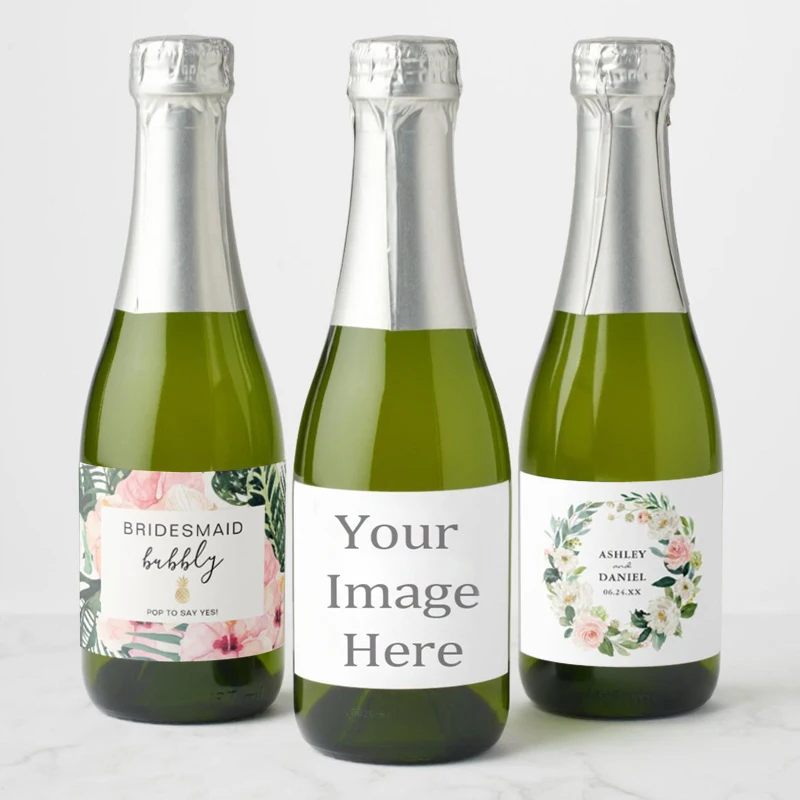 

100PCS Bridesmaid Proposal Champagne Label Customized Personalized, Birthday, Anniversary, Wedding Wine Bottle Labels, Adhesive