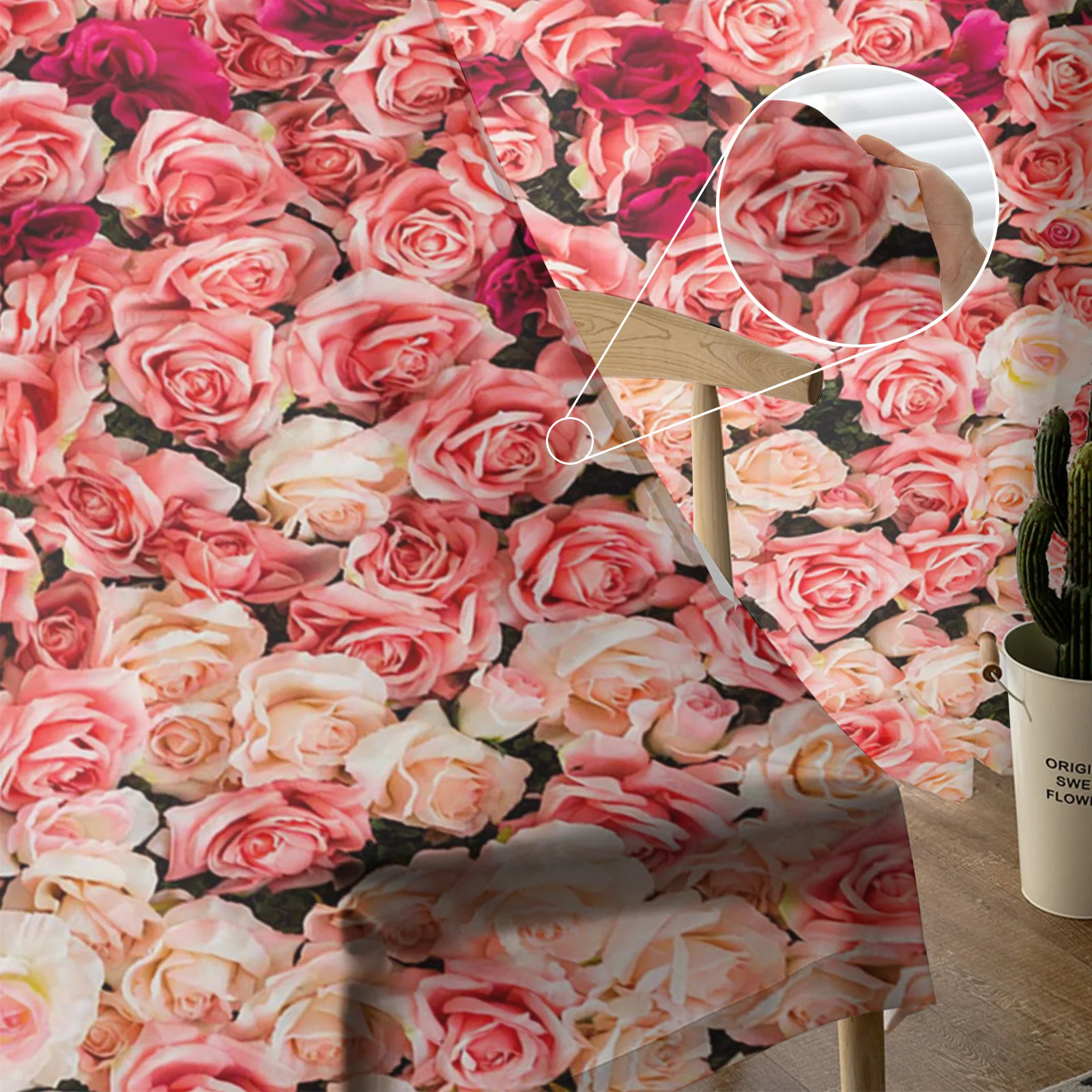 Розовый и красный цвет белый с принтом розы сплошные оконные панельные шторы