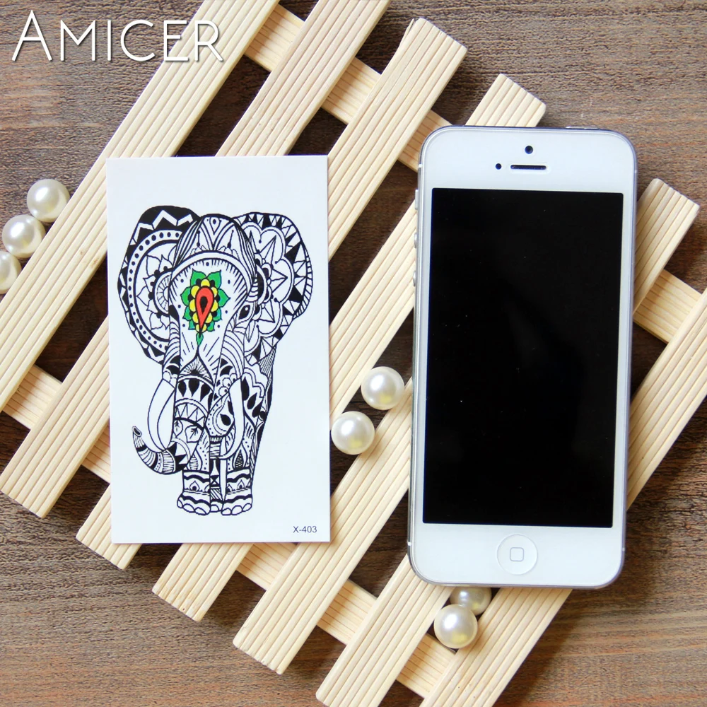 Waterproof Temporary Tattoo Sticker 10.5*6 cm tattoo Elephants India Water Transfer Fake Flash tattoos for men girl | Красота и