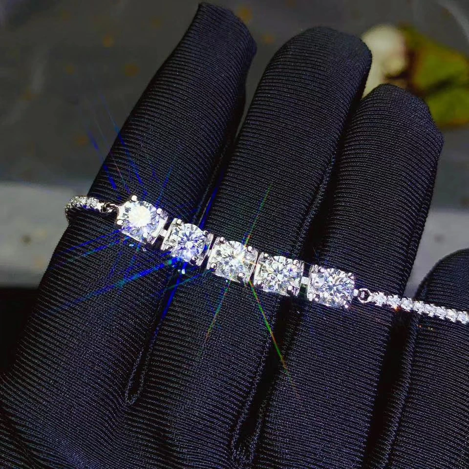 Женский блестящий браслет с драгоценным камнем Moissanite ювелирное изделие из
