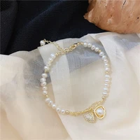 fashion jewelry women bracelet metal shell high quality one layer golden plating natural pearl bracelet for ladies