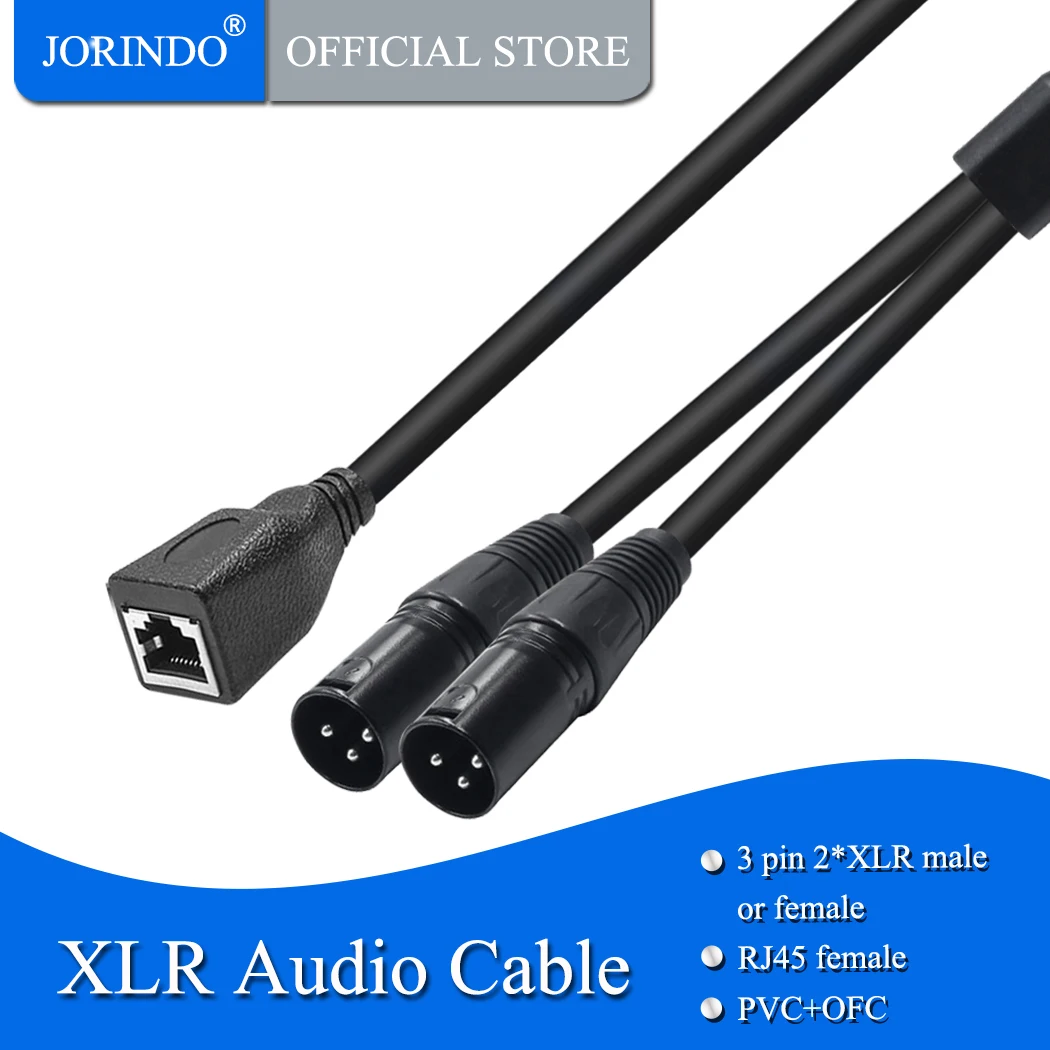 Jorinдо 0 5 м/фута двойной XLR штекер к RJ45 гнездо аудио кабель сетевой интерфейс