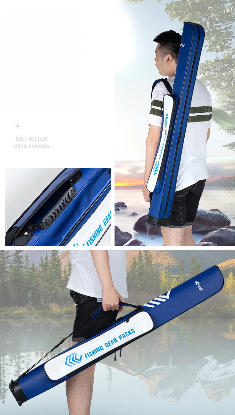 JIADIAONI Outdoor Single/Double Layer Fishing Bags Waterproof Fishing Tackle Fishing Rod Bag Storage Case Resistant PU Leather