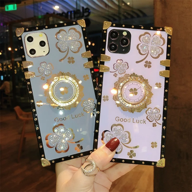 Роскошный Золотой блестящий квадратный чехол для телефона IPhone 12 11 Pro Max 6 S 7 8 Plus XR XS