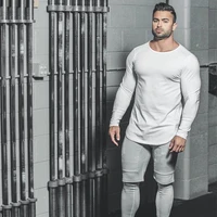 2020 autumn and winter muscle aesthetic sports t shirt fitness running top cotton round neck long sleeve sports pullover