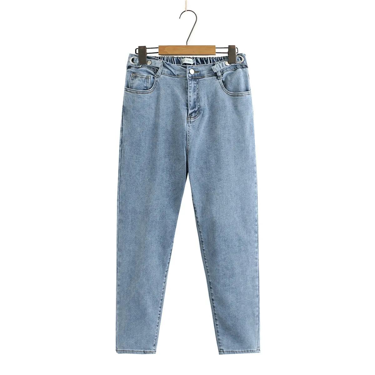 

Plus size Solid black blue 5XL women jeans pencil pants 2021 new spring autumn casual ladies trouserspants female