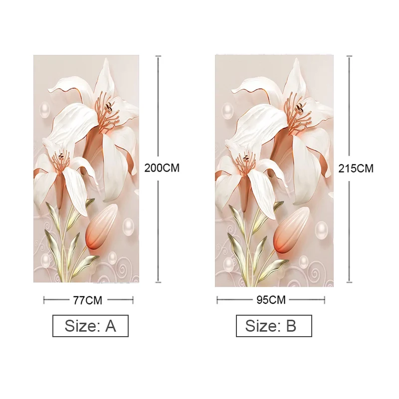 3D рельефные наклейки на дверь спальни цветы лилии DIY самоклеящиеся Настенные