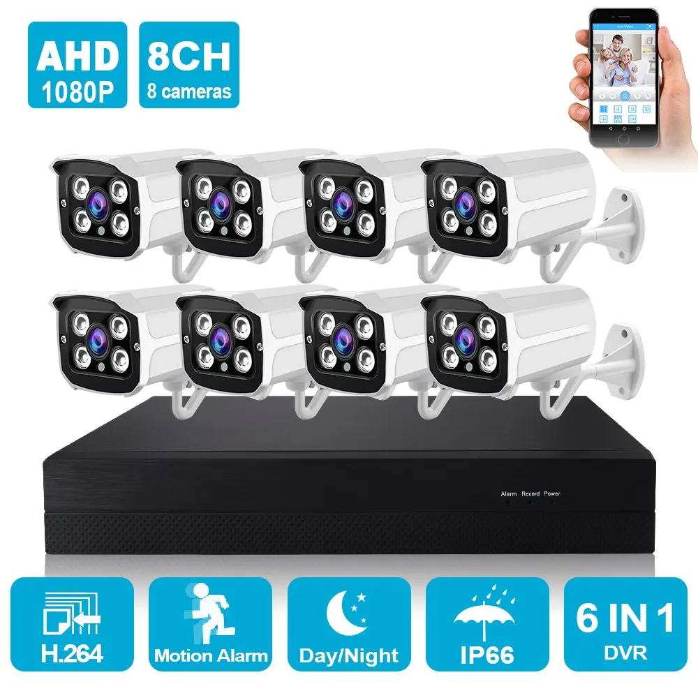Система видеонаблюдения 4 канала 8 каналов AHD DVR 1080P 2 Мп ИК ночное видение