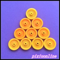10pcslot diameter 16 8mm hole 2mm yellow plastic belt driving wheels transmission diy toys parts k081y drop shipping
