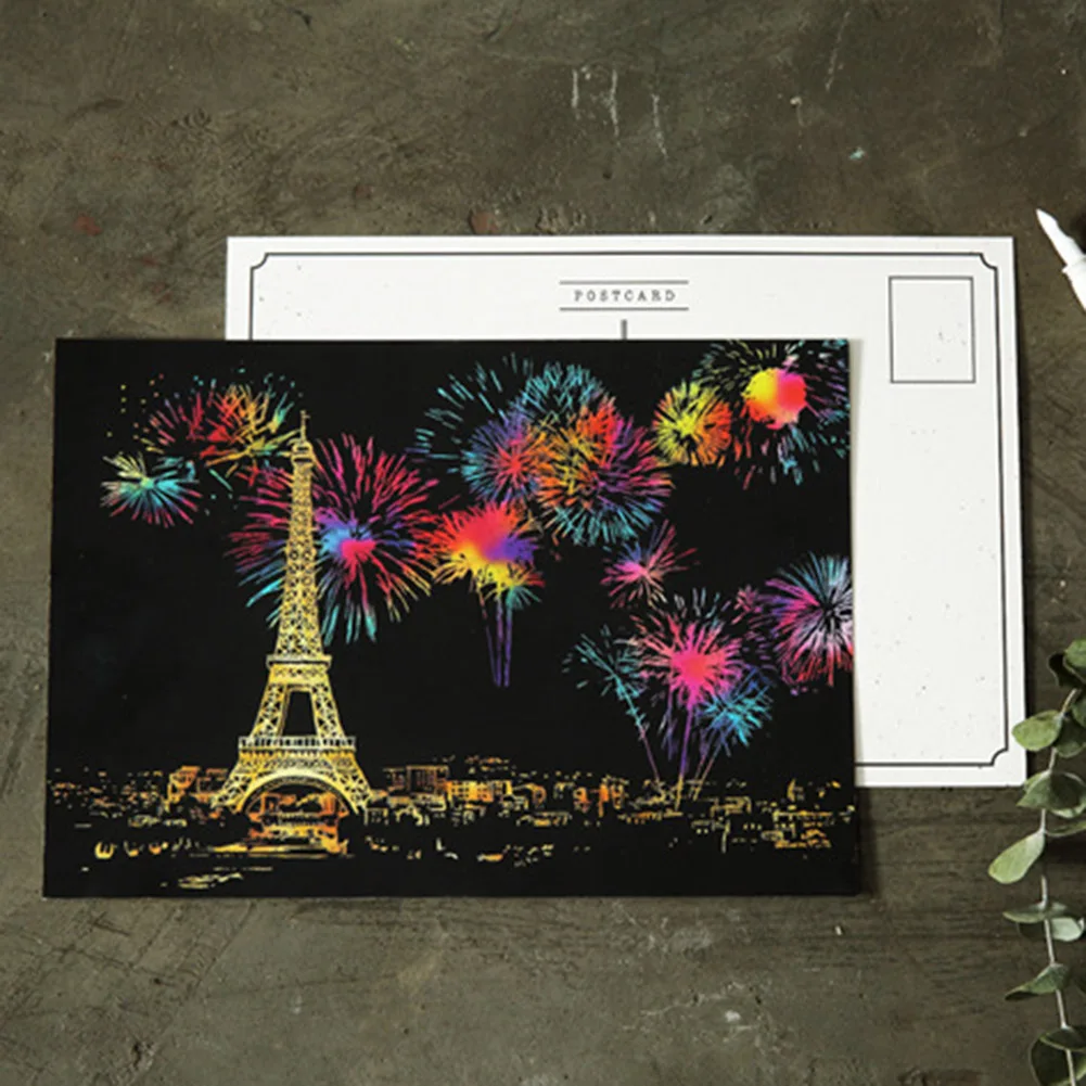 4 шт здания цветок девочка Магия царапины Искусство Живопись доска для рисования