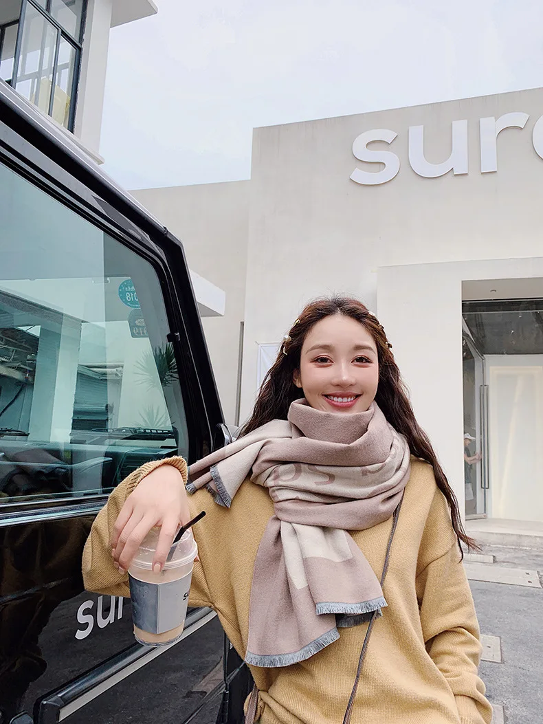 Новый двухсторонний кашемировый шарф на осень и зиму 2019 теплая шаль студенческий