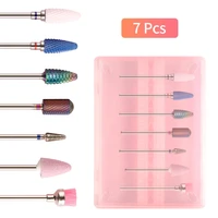 liarty 7pcs steel nail drill bits ceramic drill bit with box for nail drill machine manicure tool for remove nail gel polishing