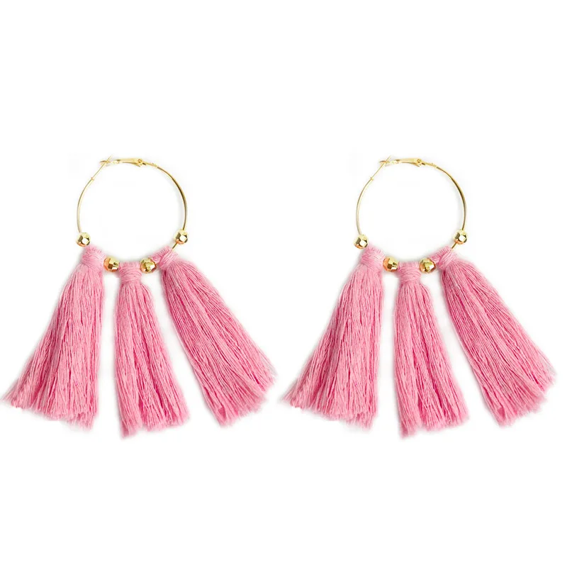 Cpop Новые простые модные серьги макраме этнические белые розовые хлопковые нитки