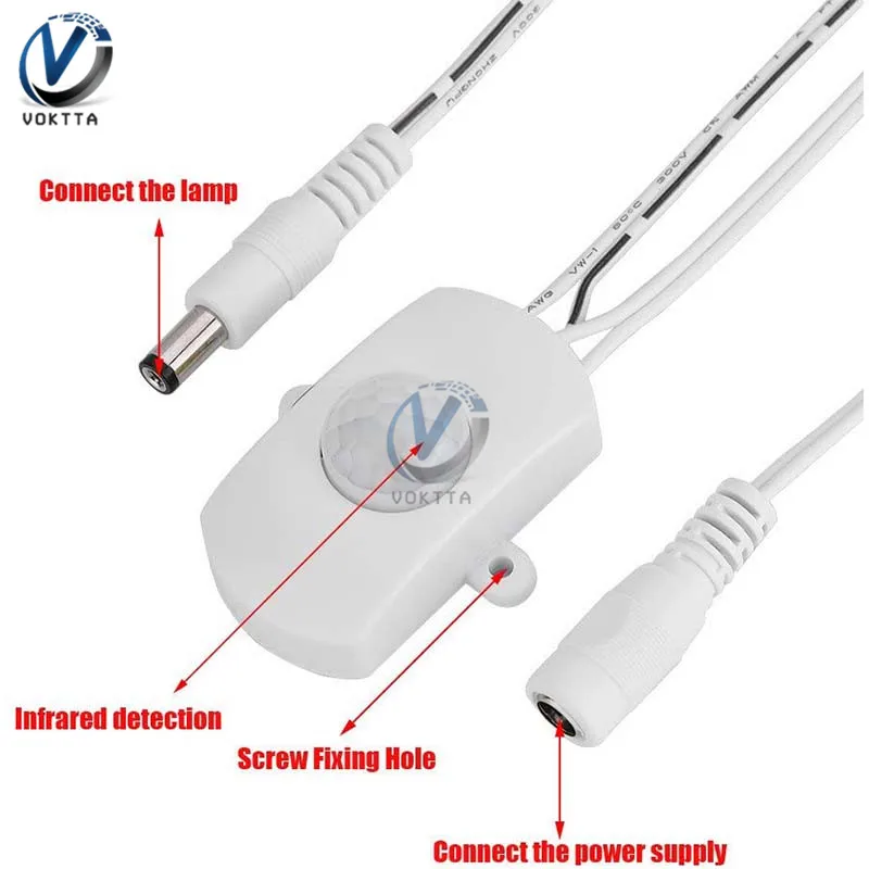 Инфракрасный PIR датчик движения с питанием от USB 5 В/12 В/24 В постоянного тока