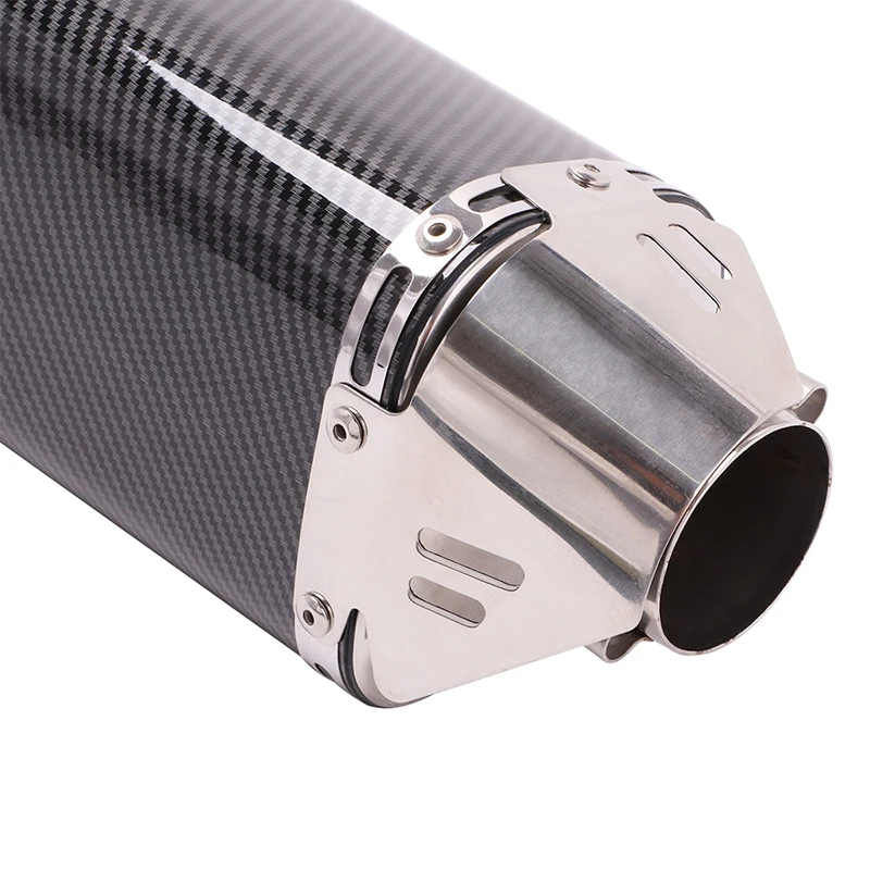 Motorcycle 51mm Exhaust Event Tube 420mm Length Real Carbon Fiber Stainless Steel Silencer Muffler Pipe With DB Killer System enlarge