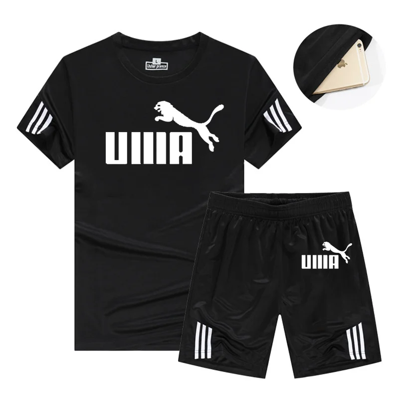 

Hot sale men's large size breathable quick-drying casual home summer sportswear two-piece T-shirt men's shorts brand track suit
