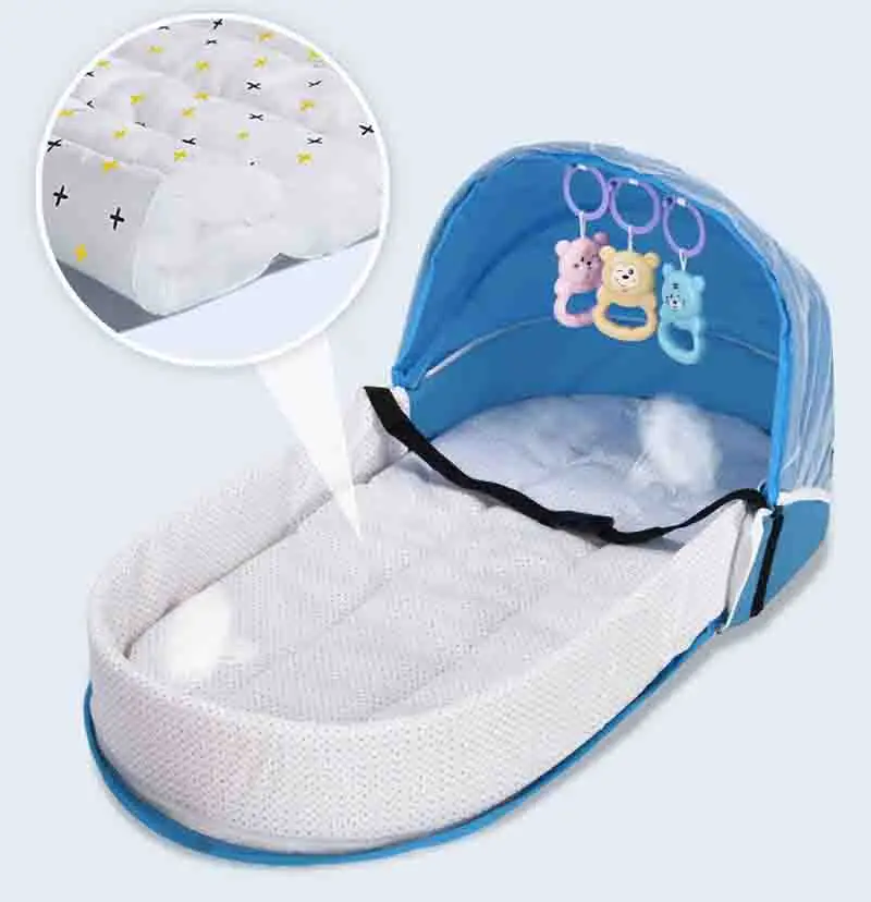 Baby bed Travel Portable crib Sun Protection Mosquito Net Bassinet Infant Sleeping Basket baby nest Foldable kids | Мать и ребенок