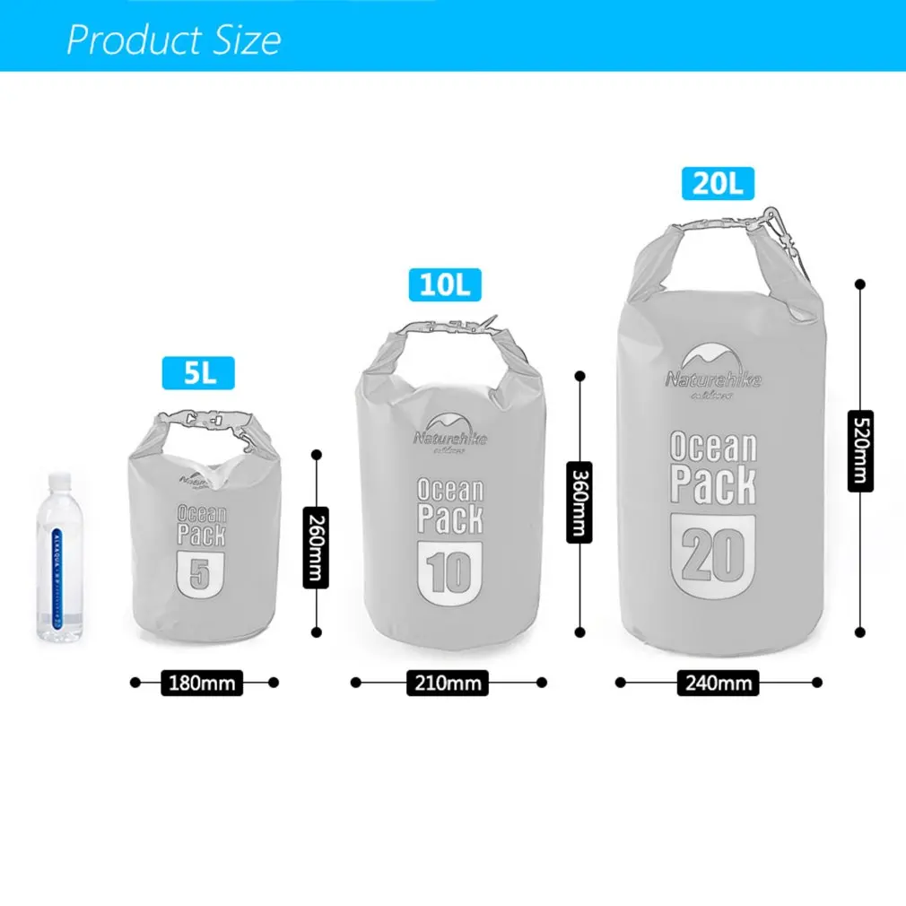 

Naturehike 5L/10L/20L Ultralight 500D Ocean Outdoor Waterproof Rafting Bag Dry Bag For Drifting Swimming Camping