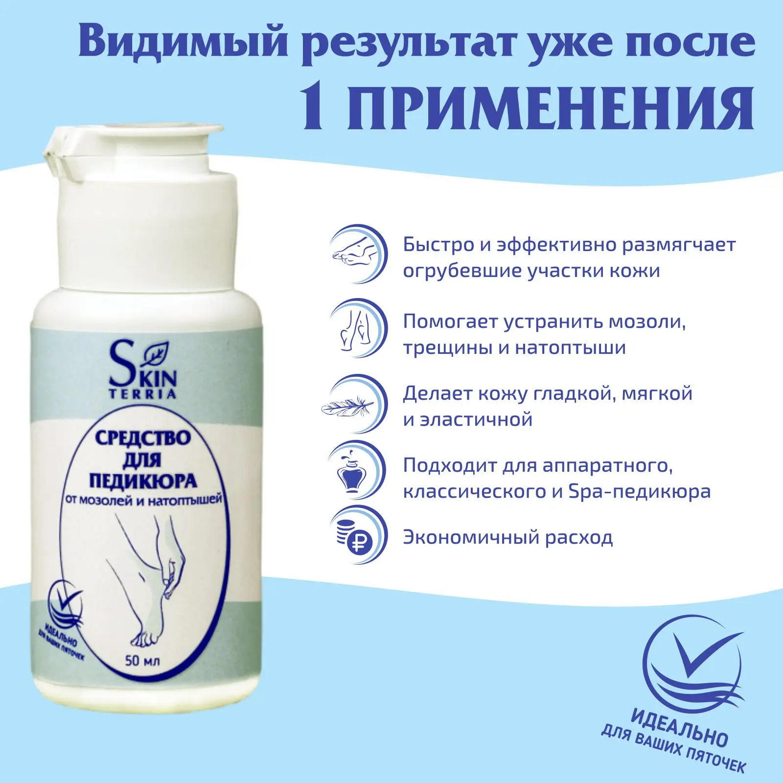 SKINTERRIA Набор средств для педикюра от трещин мозолей натоптышей: Кератолитик и