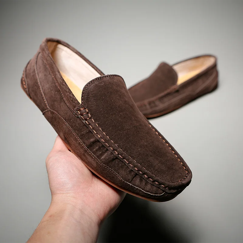 

man casual shoes 2020 fashion slip on flats Autumn Cow suede leather shoes men Designer Loafers Oxford shoes Driving shoe 38-46