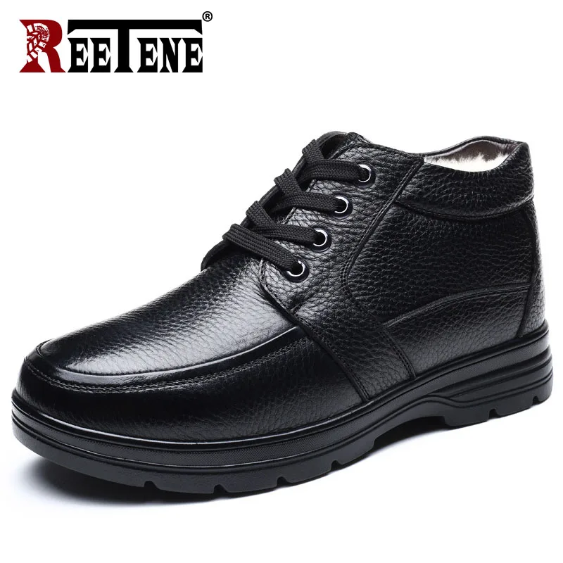 Зимние мужские ботинки REETENE теплые утепленные меховые ботильоны Мужская теплая