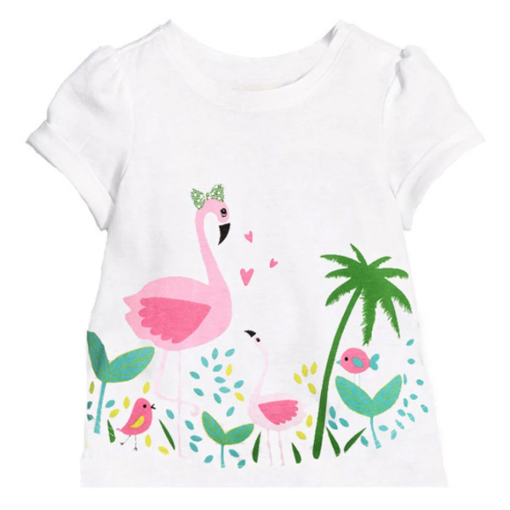 

Cartoon Girls Cute Printed Short Sleeve Tees Summer Kids O Neck T Shirts