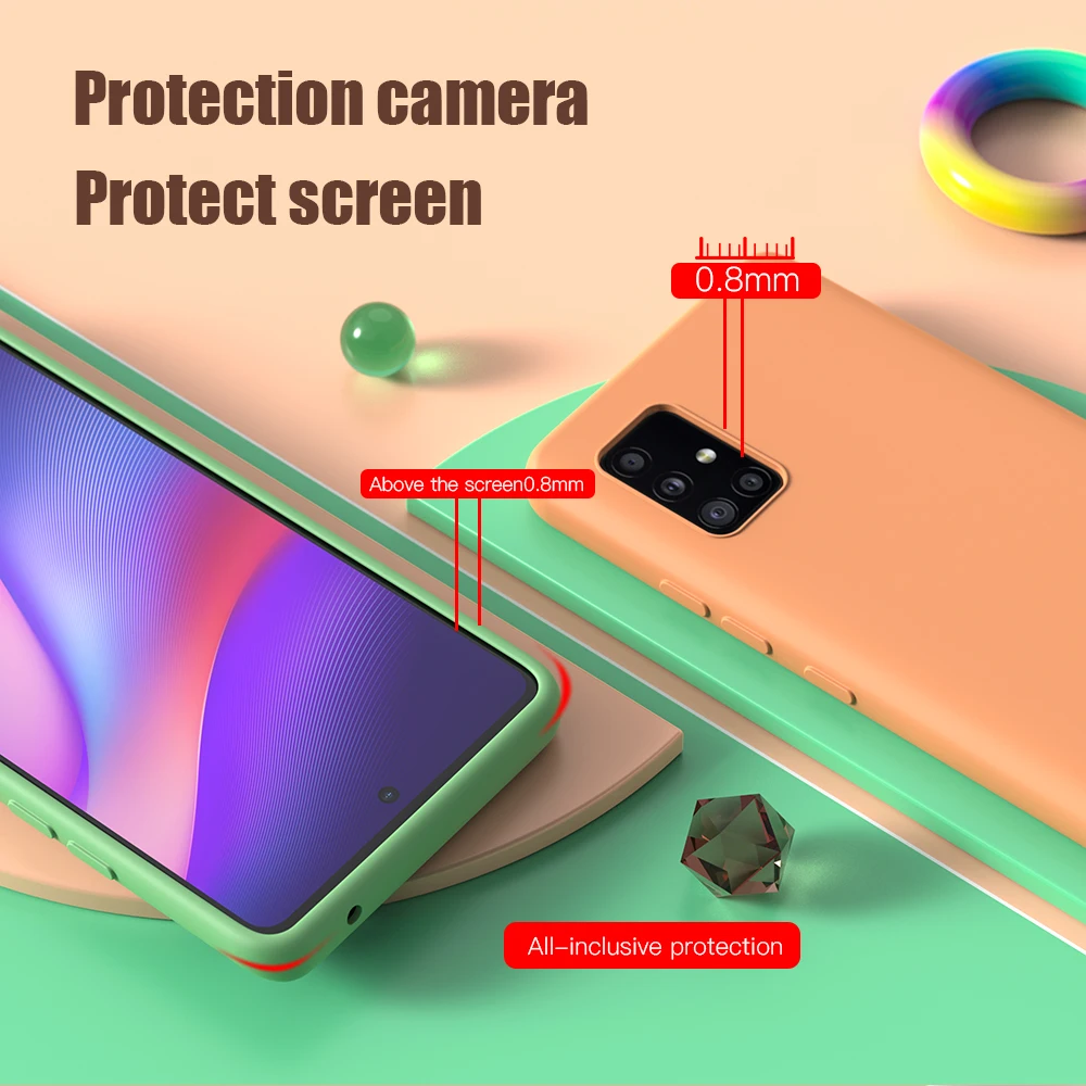Чехол KEYSION из жидкого силикона для Samsung A51 A71 Мягкий противоударный чехол телефона