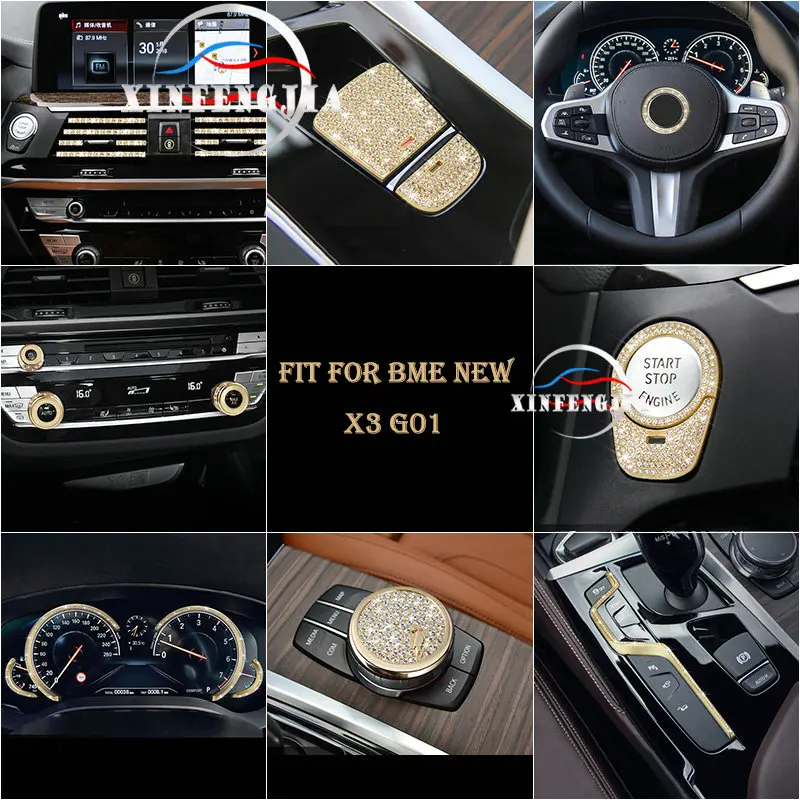 Для BMW New X3 G01 18 19 золотой кристаллический центр переключатель переменного тока