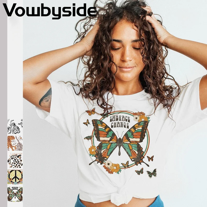 

Summer New Women's Animal Print Round Neck Short Sleeved Loose Casual T-shirt