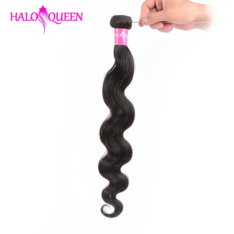 HALOQUEEN 3 pieces Body Wave Bundles Indian Hair Weave Natural Color Non Remy Human Extensions 8-30 inch | Шиньоны и парики