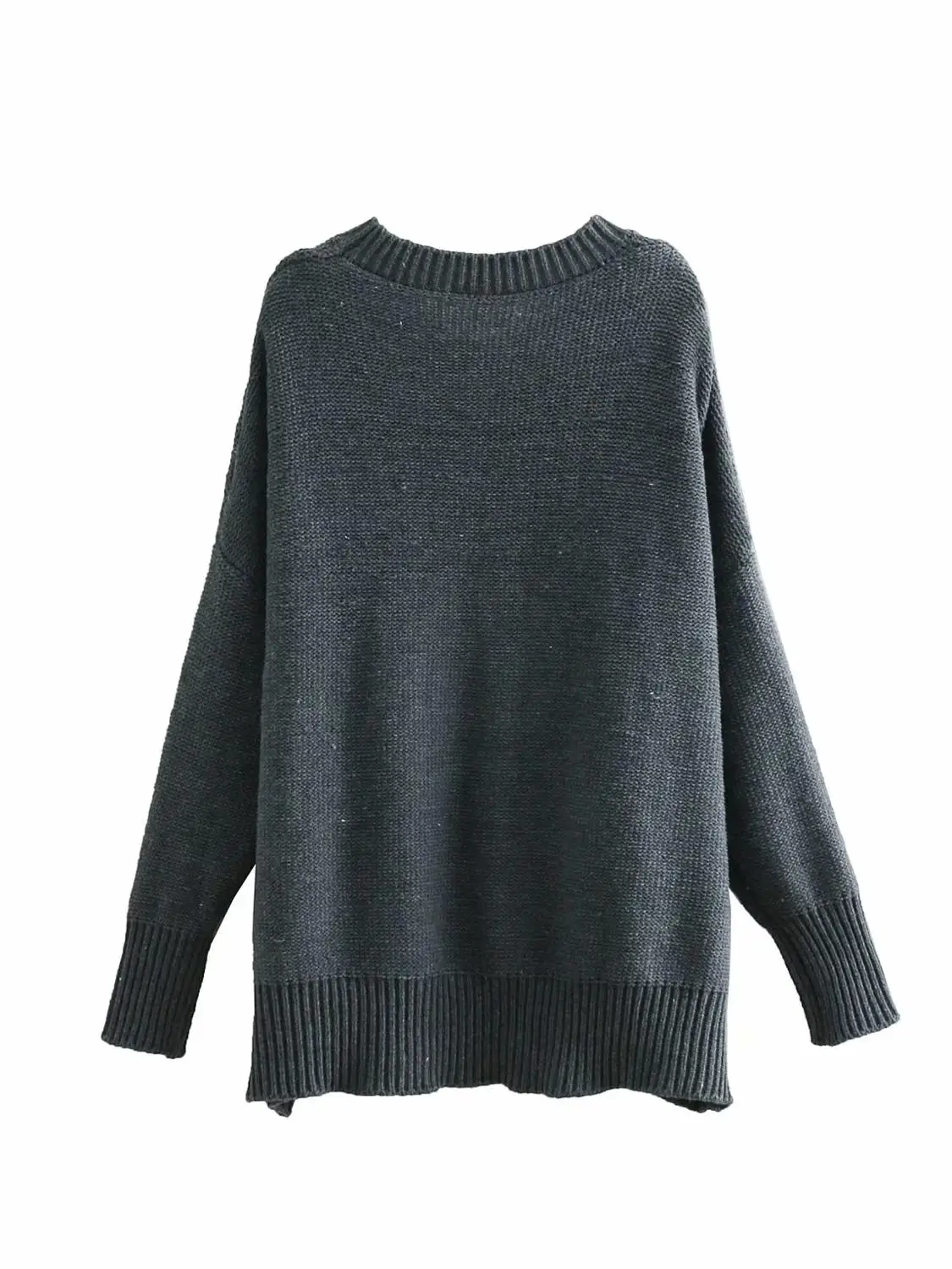 Women sweater Za 2019 casual grey tops O-neck thick embroidery long sleeve o-neck warm pink pullover | Женская одежда